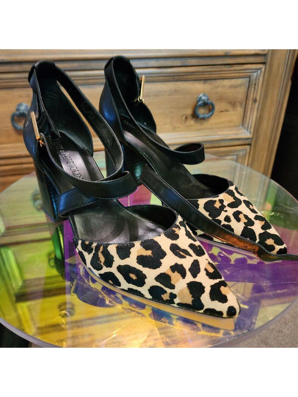 New Enzo Angiolini ankle strap Leopard block heels 10
